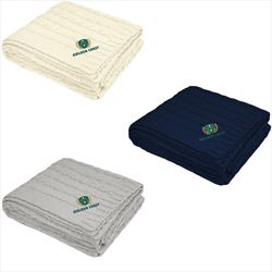 HH8083 Cable Knit rPET Chenille Blanket With Embroidered Custom Imprint